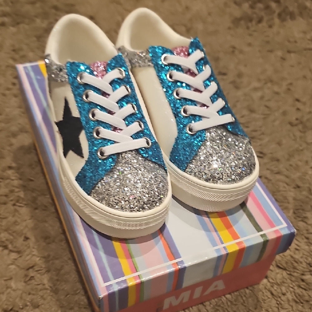 MIA Kids Sparkly Sneakers - Blue, Silver, and Pink